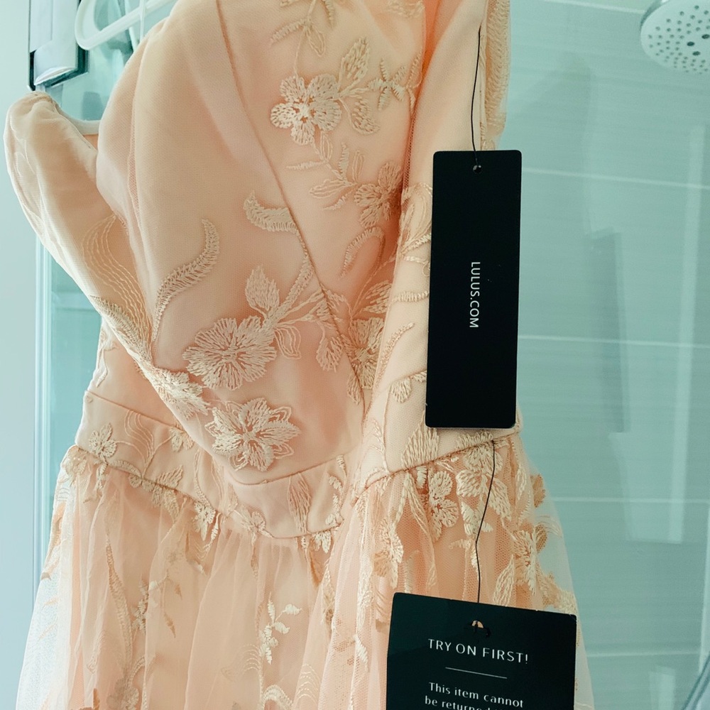 Lulus Andria Blush Embroidered Strapless MaxiDress